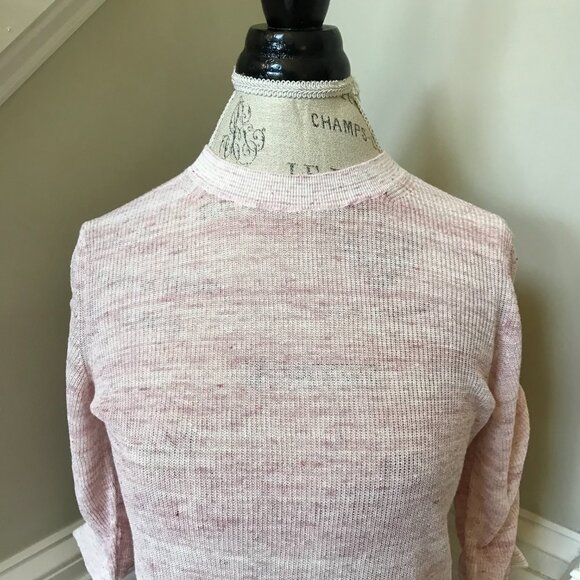 Veronica Beard Celia Sweater Womens Small Pink Crew Neck 3/4 Sleeve Linen Blend - Picture 6 of 13